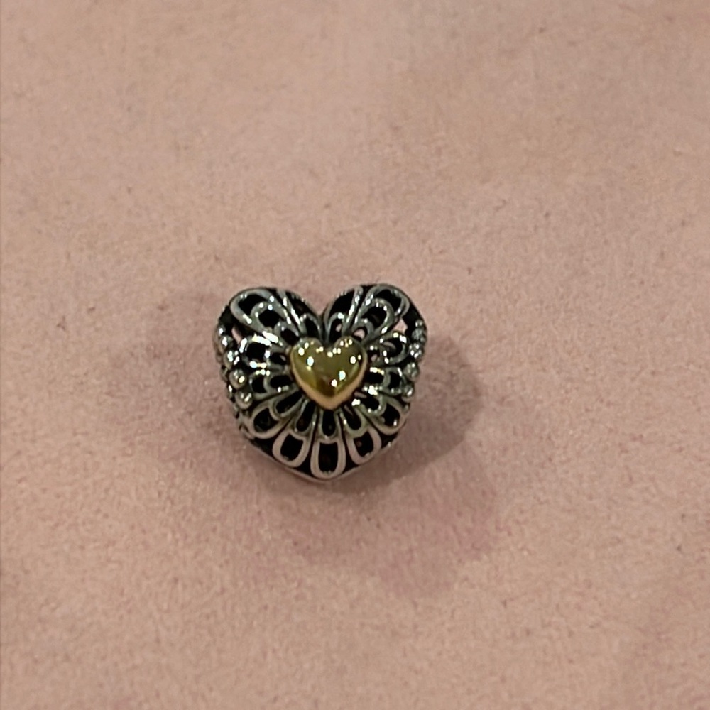 Pandora 791275 Sterling and 14kt Heart Charm